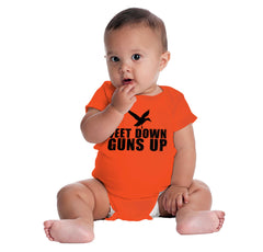 Feet Down Guns Up Duck Romper Bodysuit-Direct To Garment Print-Brisco Baby