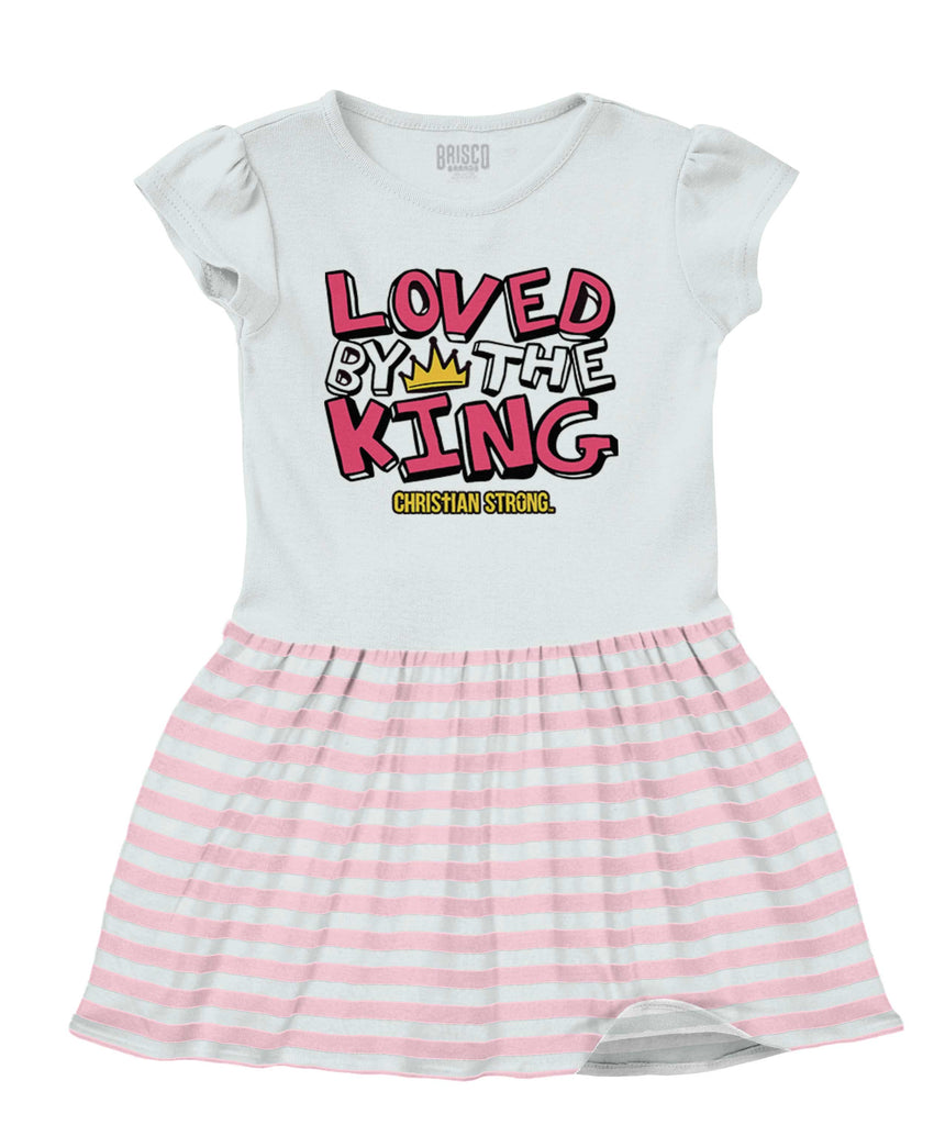 Loved By The King Baby Striped Skirt Dress-Direct To Garment Print-Brisco Baby