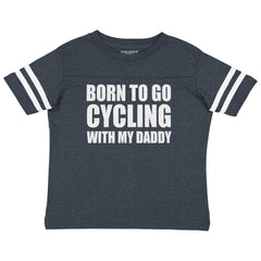 Cycling With Daddy Toddler Football Jersey Tee-Direct To Garment Print-Brisco Baby
