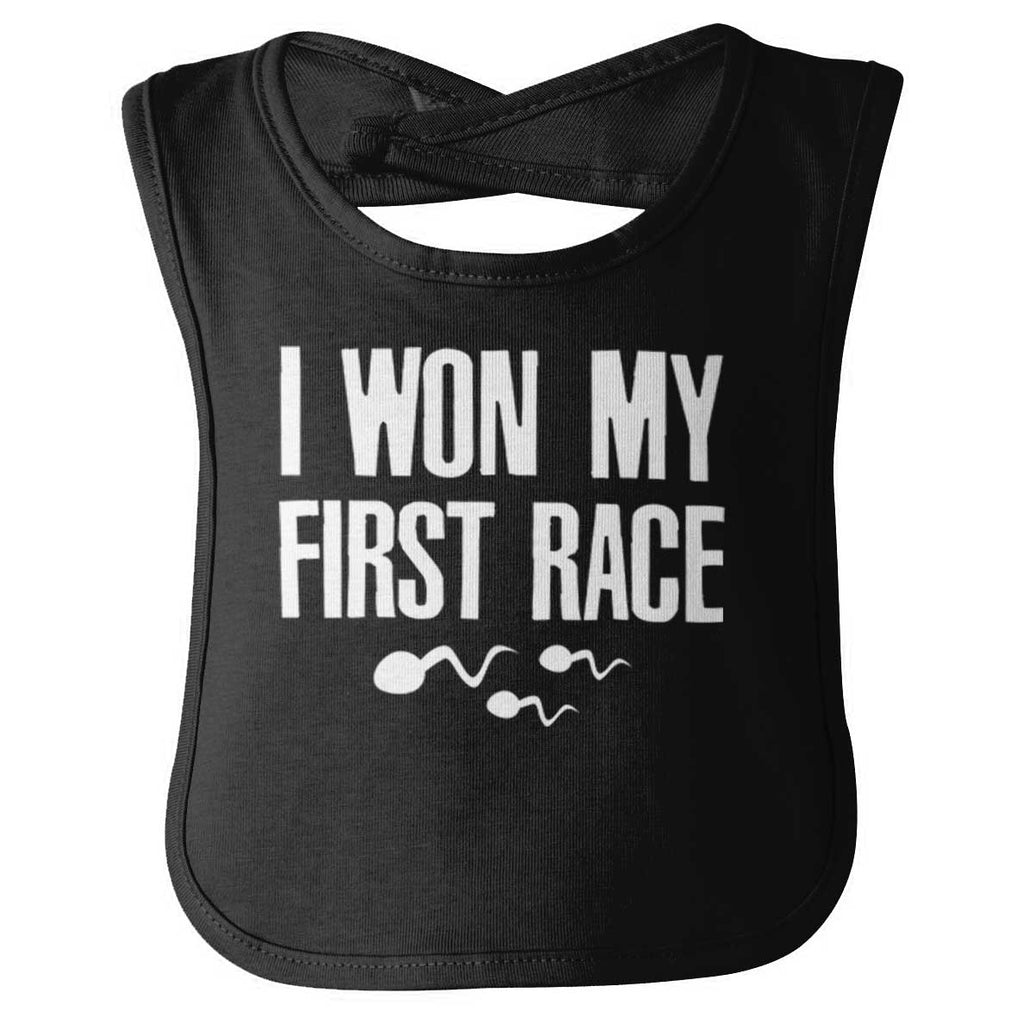 Won The Race Infant Baby Bib-Direct To Garment Print-Brisco Baby