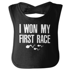 Won The Race Infant Baby Bib-Direct To Garment Print-Brisco Baby