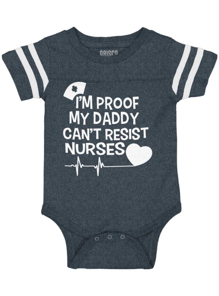 Can't Resist Nurses Football Romper Bodysuit-Direct To Garment Print-Brisco Baby