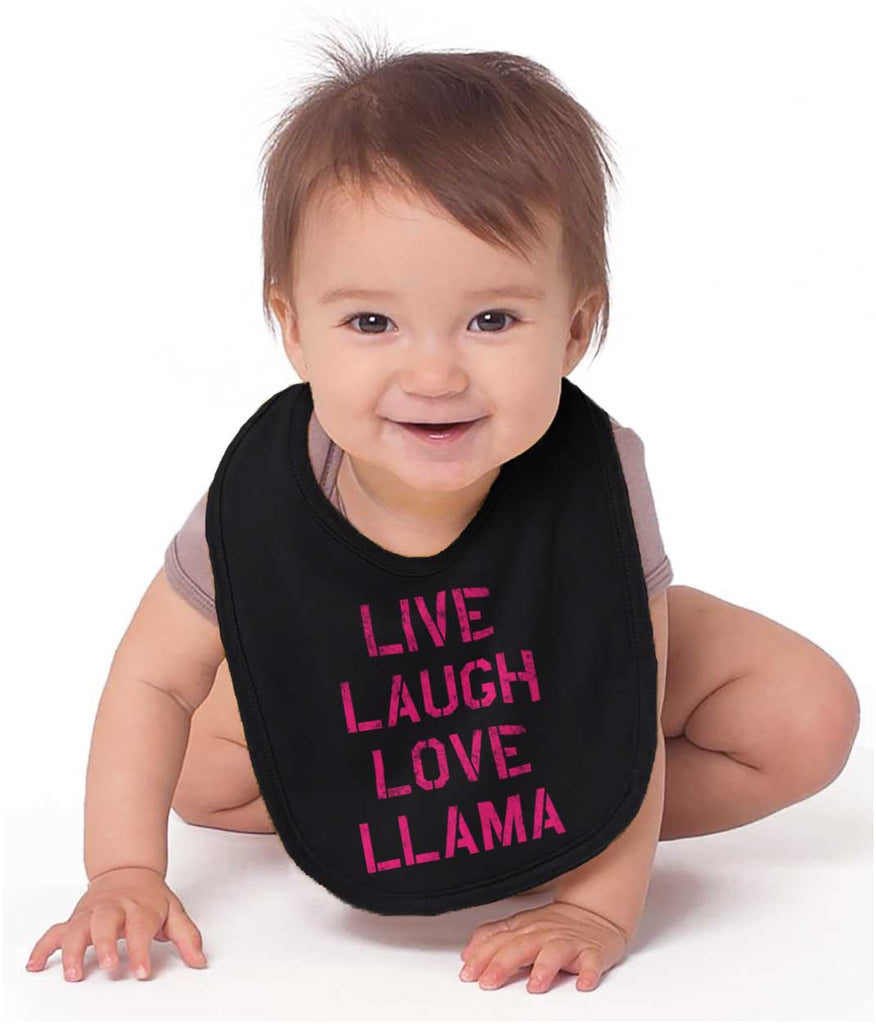 Live Laugh Llama Infant Baby Bib-Direct To Garment Print-Brisco Baby