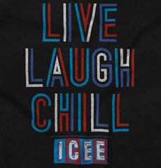 Live Laugh Chill Toddler Ruffled Trim T-Shirt-Direct To Garment Print-Brisco Baby