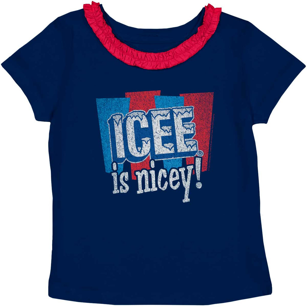 Icee Is Nicey Toddler Ruffled Trim T-Shirt-Direct To Garment Print-Brisco Baby