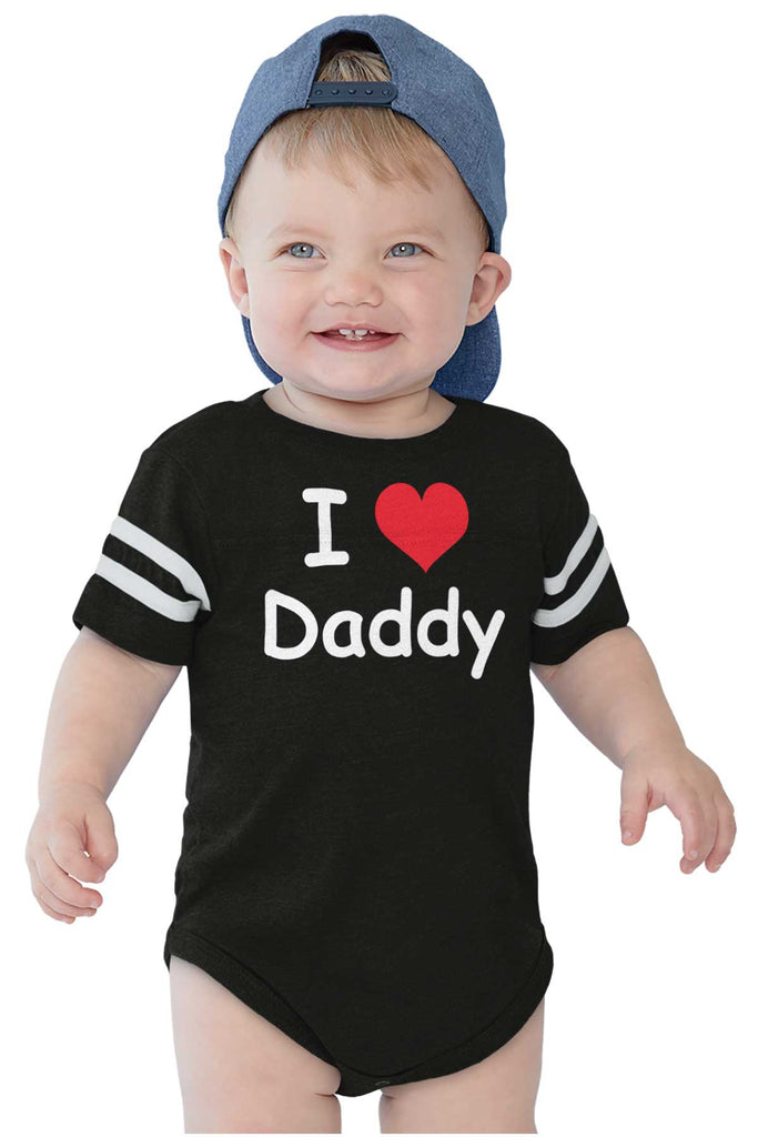 I Heart Daddy Football Romper Bodysuit-Direct To Garment Print-Brisco Baby