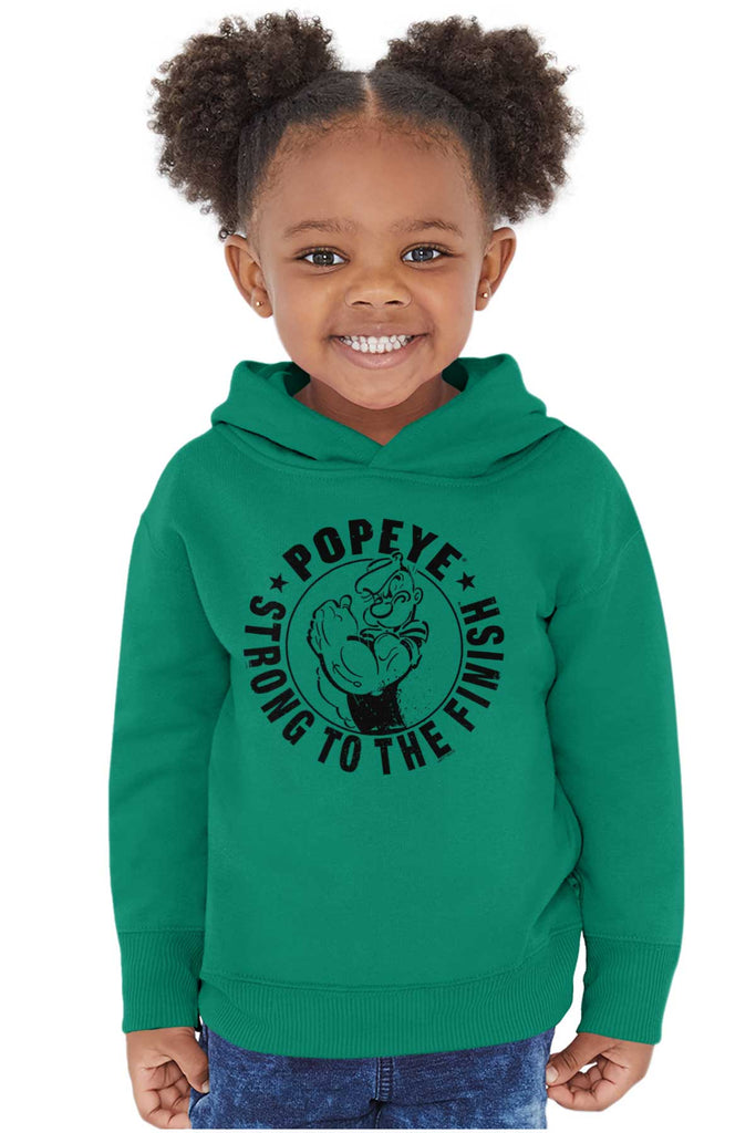 Popeye To The Finish Toddler Pullover Hoodie-Direct To Garment Print-Brisco Baby