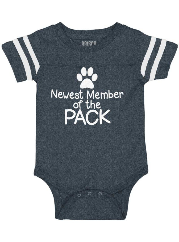 Member of the Pack Football Romper Bodysuit-Direct To Garment Print-Brisco Baby