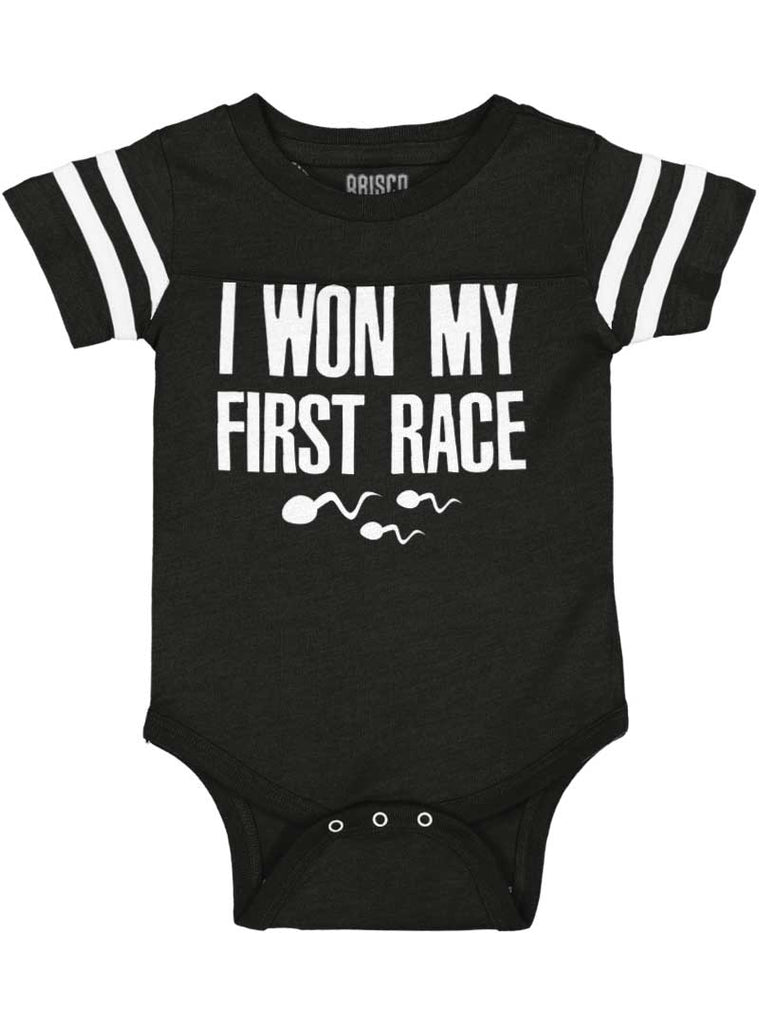 Won The Race Football Romper Bodysuit-Direct To Garment Print-Brisco Baby
