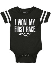 Won The Race Football Romper Bodysuit-Direct To Garment Print-Brisco Baby