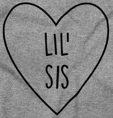 Lil' Sis Heart Infant Toddler T Shirt-Direct To Garment Print-Brisco Baby
