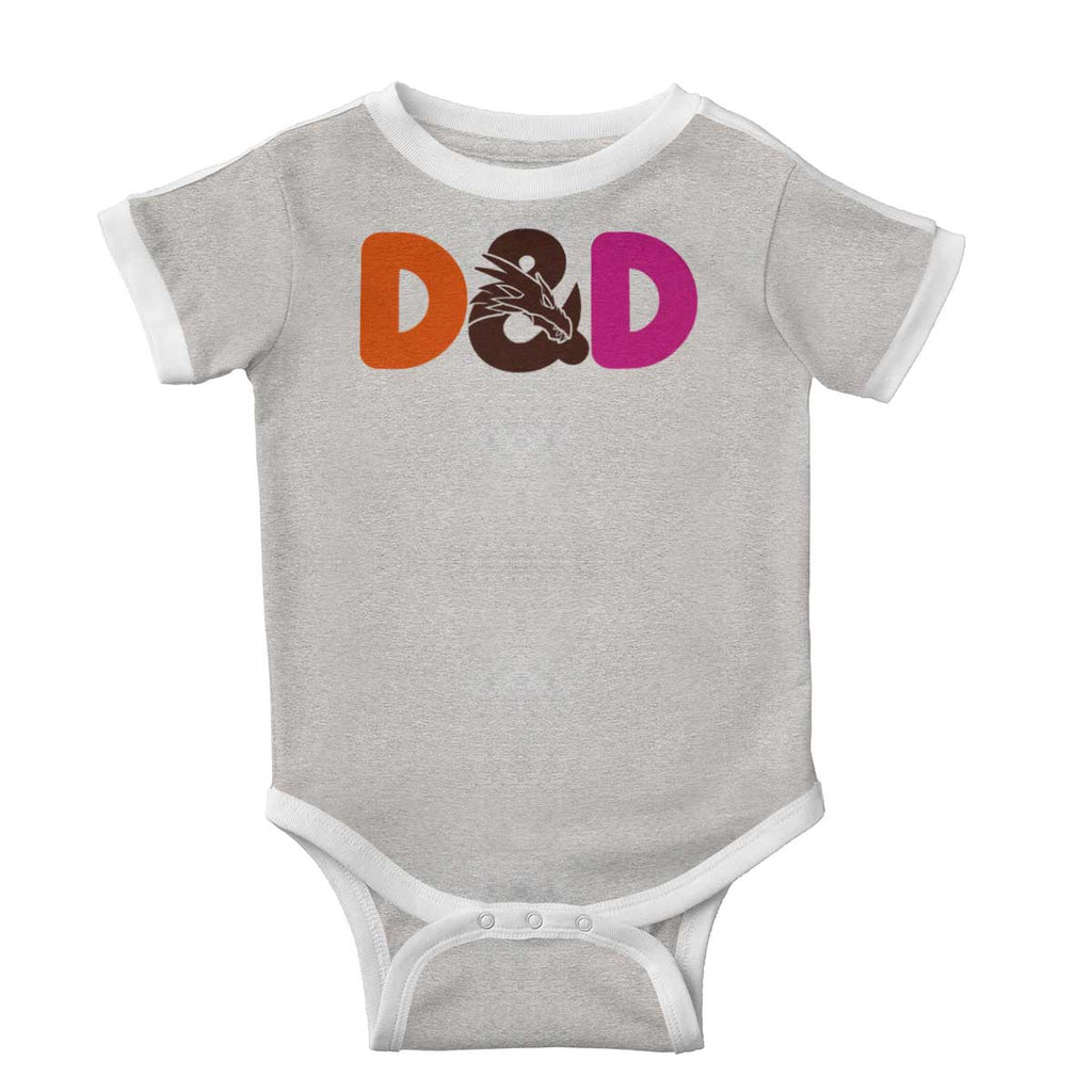 Dungeons Fantasy Tabletop Gamer Ringer Romper Bodysuit-Direct To Garment Print-Brisco Baby