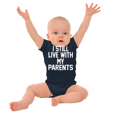 Live With My Parents Romper Bodysuit-Direct To Garment Print-Brisco Baby