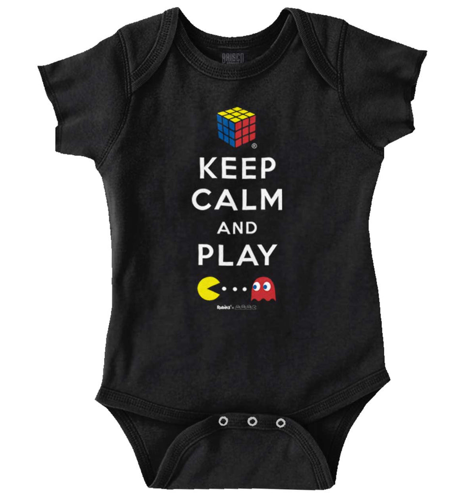 Keep Calm And Play Romper Bodysuit-Direct To Garment Print-Brisco Baby
