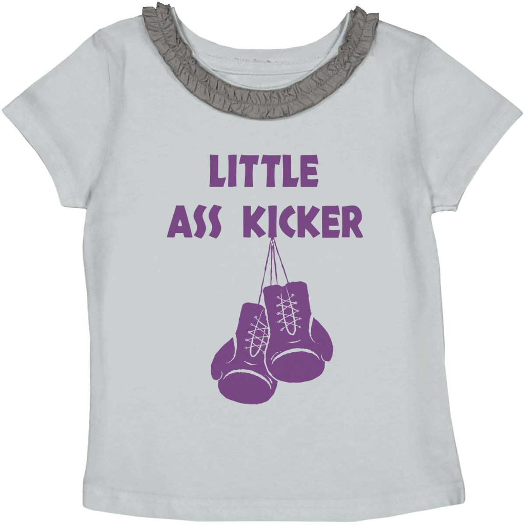 Little Ass Kicker Toddler Ruffled Trim T-Shirt-Direct To Garment Print-Brisco Baby