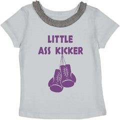 Little Ass Kicker Toddler Ruffled Trim T-Shirt-Direct To Garment Print-Brisco Baby