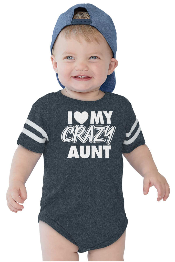 Crazy Aunt Football Romper Bodysuit-Direct To Garment Print-Brisco Baby