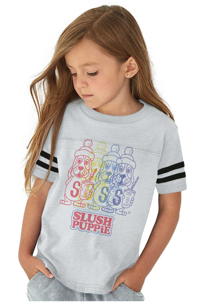 Rainbow Puppie Toddler Football Jersey Tee-Direct To Garment Print-Brisco Baby