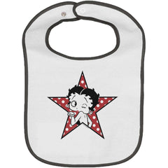 Betty Star Trimmed White Snap Bib-Direct To Garment Print-Brisco Baby