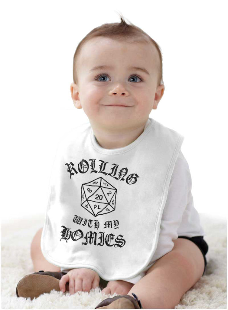 Rolling With My Homies Dungeons Infant Baby Bib-Direct To Garment Print-Brisco Baby