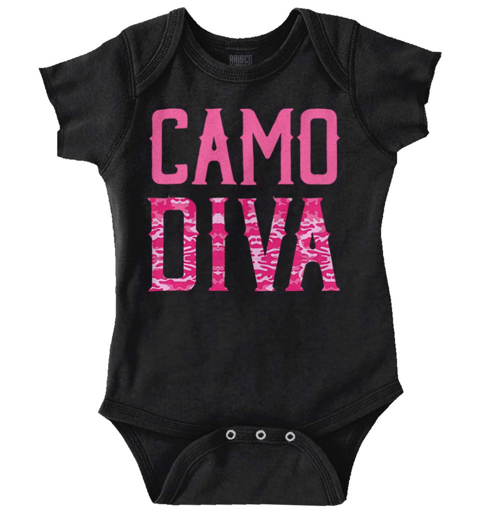 Pink Camo Diva Romper Bodysuit-Direct To Garment Print-Brisco Baby