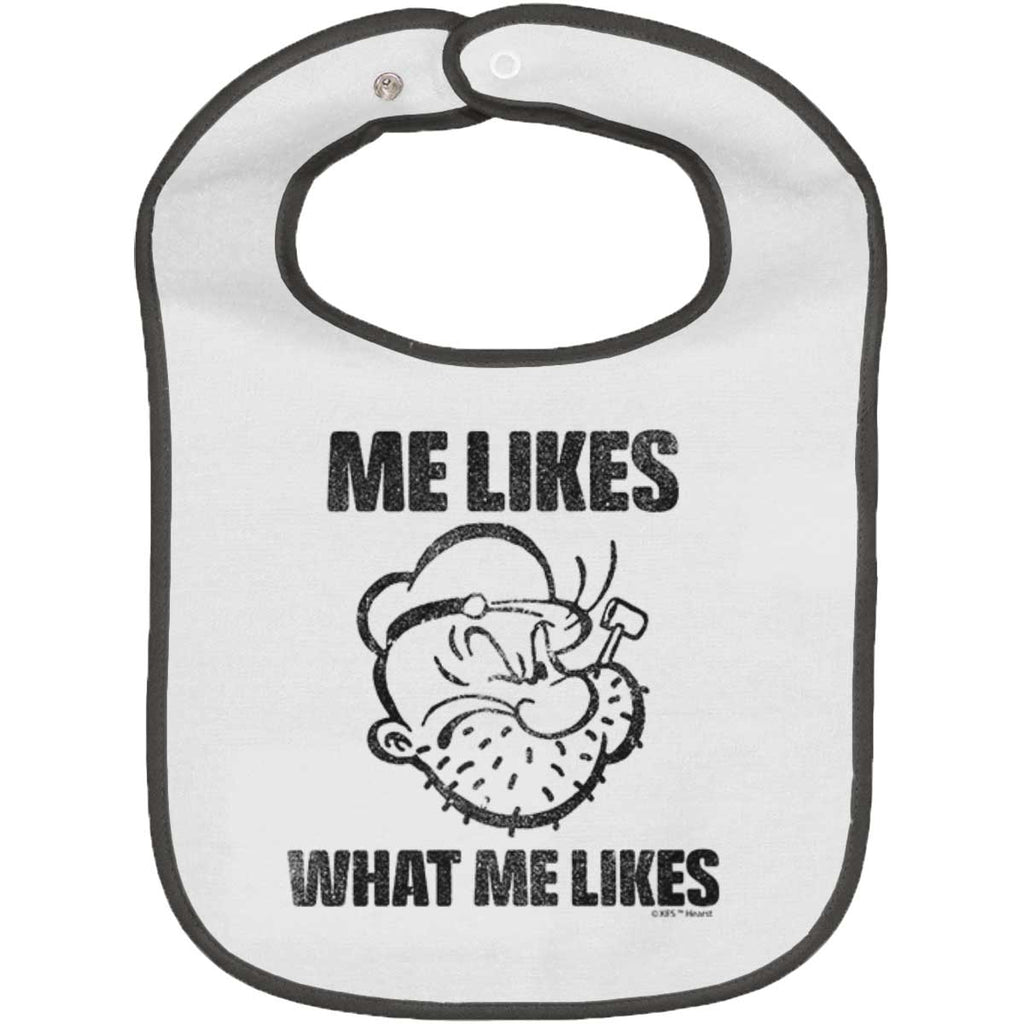 What Me Likes Trimmed White Snap Bib-Direct To Garment Print-Brisco Baby