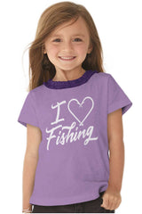I Love Fishing Ruffled Trim T-Shirt-Direct To Garment Print-Brisco Baby