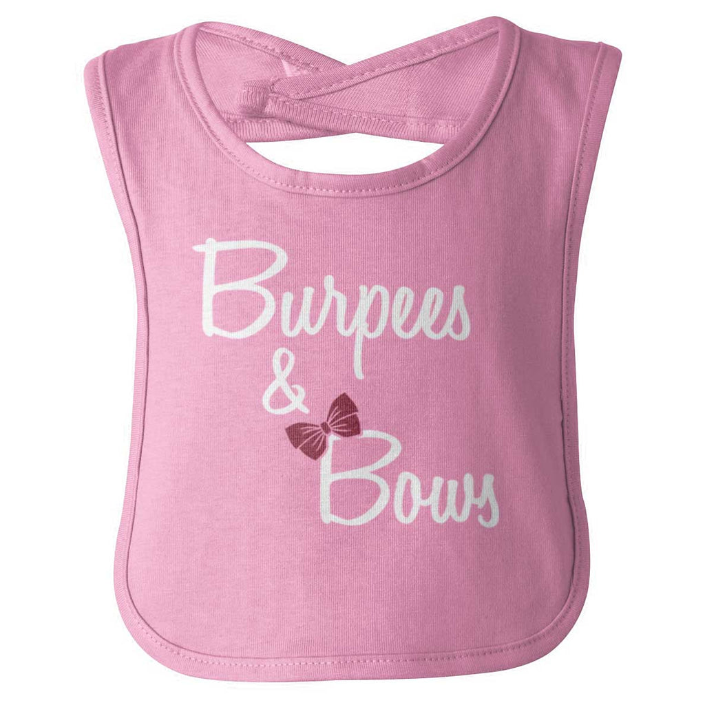 Burpees and Bows Infant Baby Bib-Direct To Garment Print-Brisco Baby