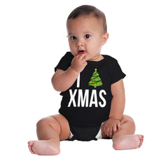I Love Xmas Romper Bodysuit-Direct To Garment Print-Brisco Baby