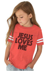Christ Loves Me Toddler Football Jersey Tee-Direct To Garment Print-Brisco Baby