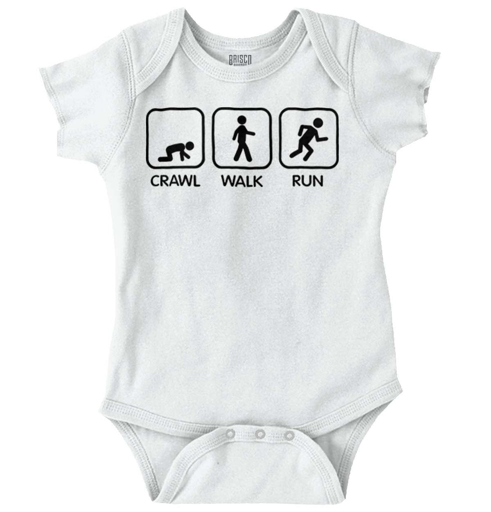 Crawl Walk Run Romper Bodysuit-Direct To Garment Print-Brisco Baby