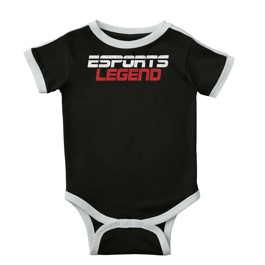 Sports Legend Professional Gamer Ringer Romper Bodysuit-Direct To Garment Print-Brisco Baby