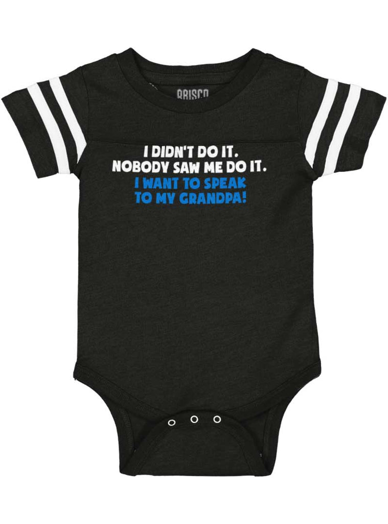 I Didn't Do It Football Romper Bodysuit-Direct To Garment Print-Brisco Baby
