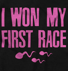 Won The Race Baby Ruffled Trim Romper-Direct To Garment Print-Brisco Baby