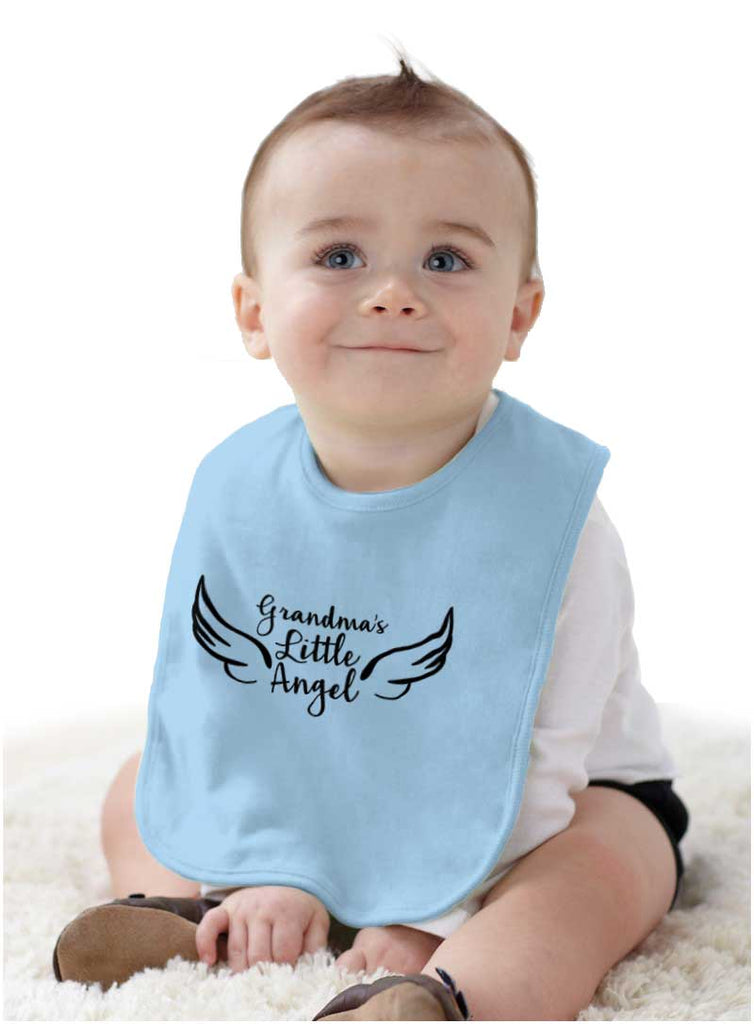Grandma's Little Angel Infant Baby Bib-Direct To Garment Print-Brisco Baby