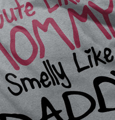 Cute Mommy Smelly Daddy Romper Bodysuit-Direct To Garment Print-Brisco Baby