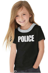 Police Force Toddler Ruffled Trim T-Shirt-Direct To Garment Print-Brisco Baby