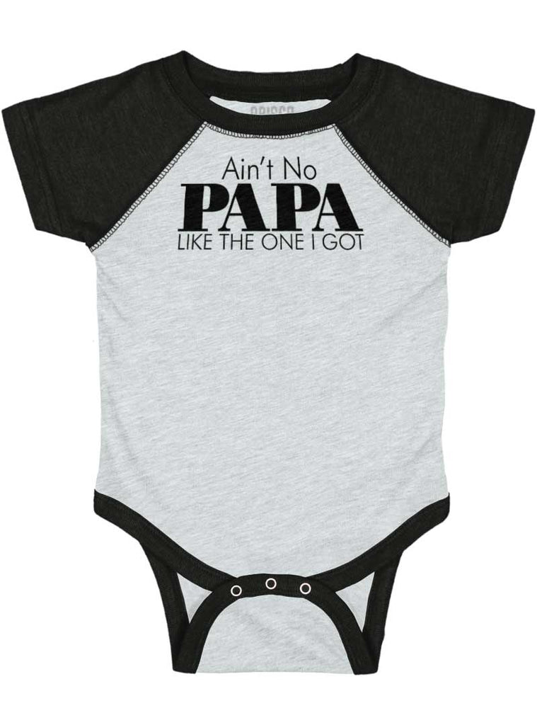 No Papa Like Me Raglan Romper Bodysuit-Direct To Garment Print-Brisco Baby