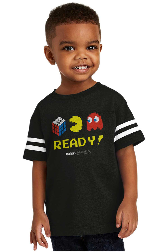 Ready Pac-Man Toddler Football Jersey Tee-Direct To Garment Print-Brisco Baby