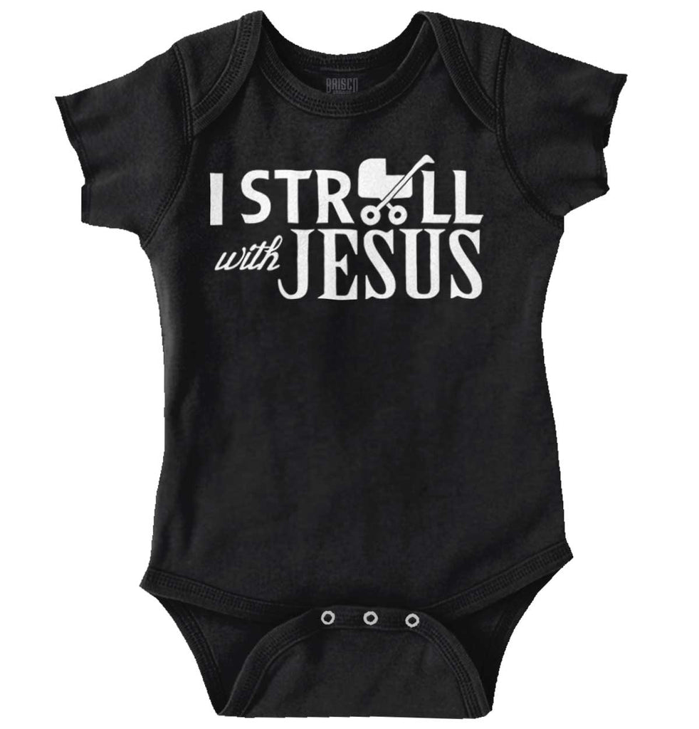 Stroll With Jesus Romper Bodysuit-Direct To Garment Print-Brisco Baby