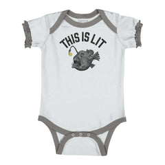 This Is Lit Ruffled Trim Bodysuit-Direct To Garment Print-Brisco Baby