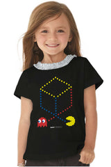 Pac-Man Cube Toddler Ruffled Trim T-Shirt-Direct To Garment Print-Brisco Baby