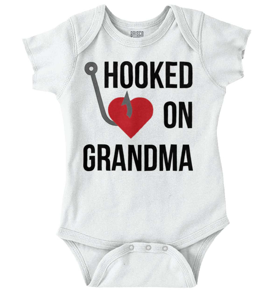Hooked On Grandma Romper Bodysuit-Direct To Garment Print-Brisco Baby