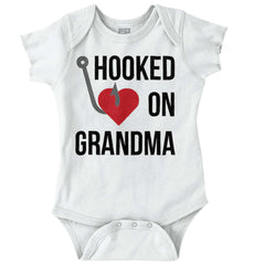 Hooked On Grandma Romper Bodysuit-Direct To Garment Print-Brisco Baby