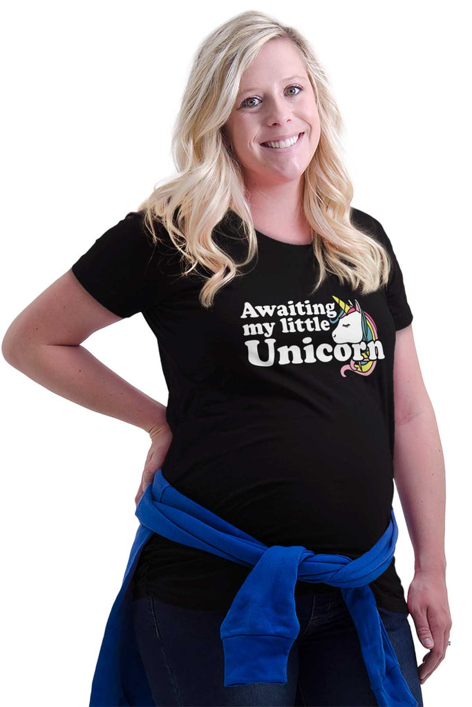 Awaiting My Little Unicorn Maternity T-Shirt-Direct To Garment Print-Brisco Baby