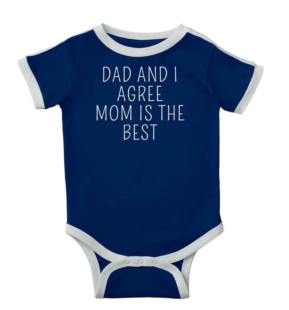 Mom Is Best Ringer Romper Bodysuit-Direct To Garment Print-Brisco Baby
