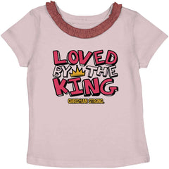 Loved By The King Toddler Ruffled Trim T-Shirt-Direct To Garment Print-Brisco Baby