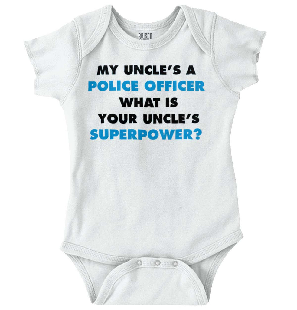 Uncle Police Officer Superpower Romper Bodysuit-Direct To Garment Print-Brisco Baby