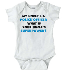 Uncle Police Officer Superpower Romper Bodysuit-Direct To Garment Print-Brisco Baby
