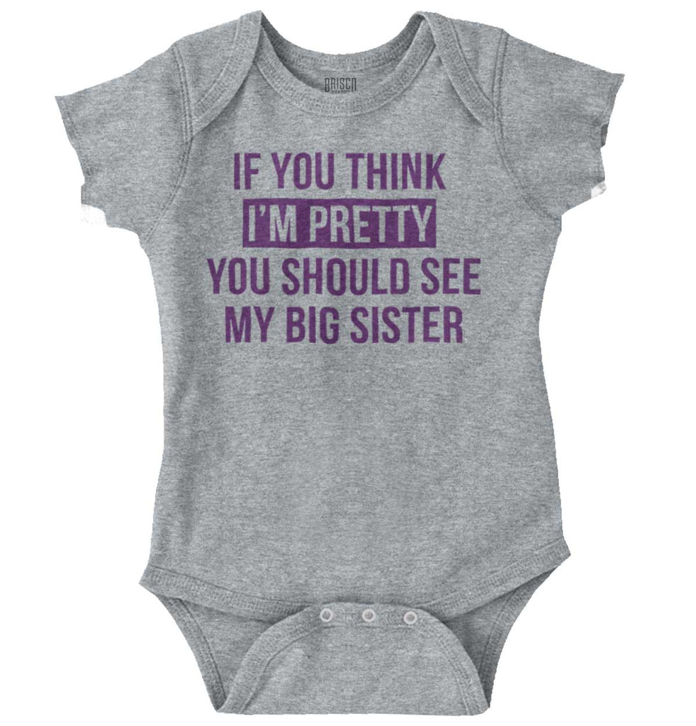 Pretty Big Sister Romper Bodysuit-Direct To Garment Print-Brisco Baby